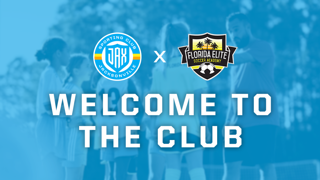 The Sporting JAX and Florida Elite Soccer Academy logo sit aside each other with "Welcome to the Club" underneath.
