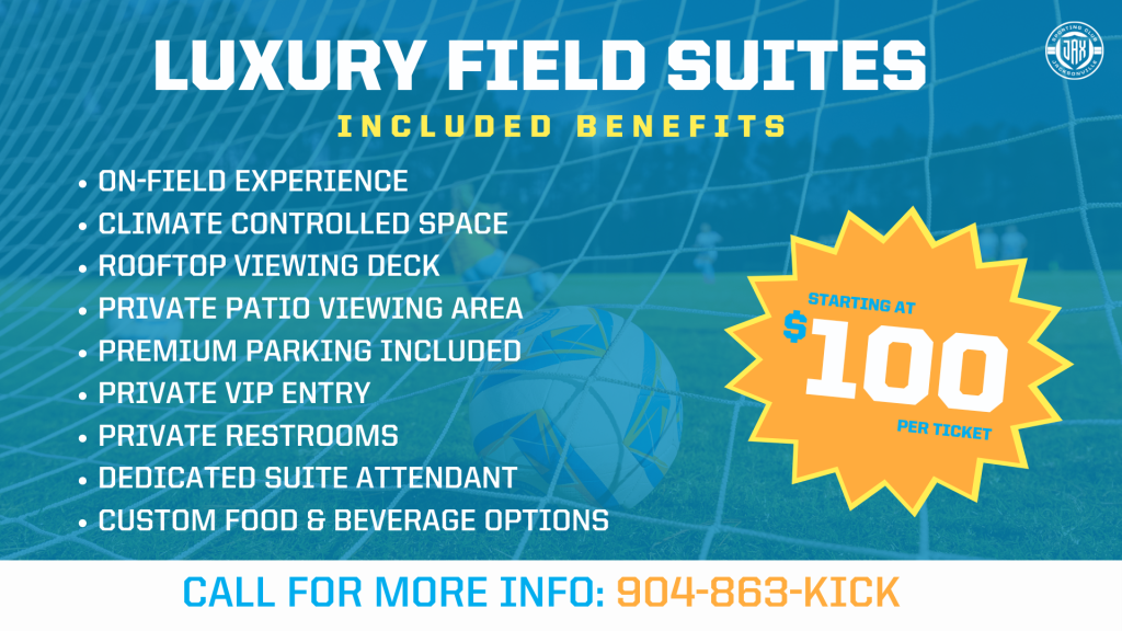 Luxury Field Suites
Included Benefits: on-field experience, climate controlled space, rooftop viewing deck, private patio viewing area, premium parking included, private VIP entry, private restrooms, dedicated suite attendant, custom food & beverage options