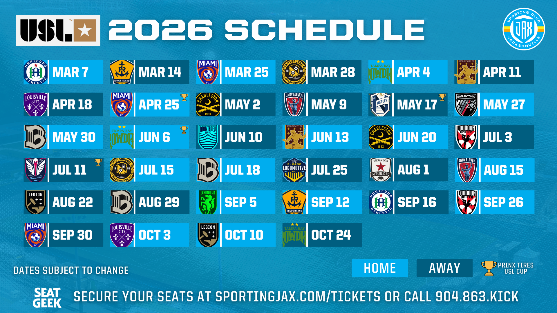 Sporting JAX Unveils Inaugural 2026 USL Championship Schedule featured image