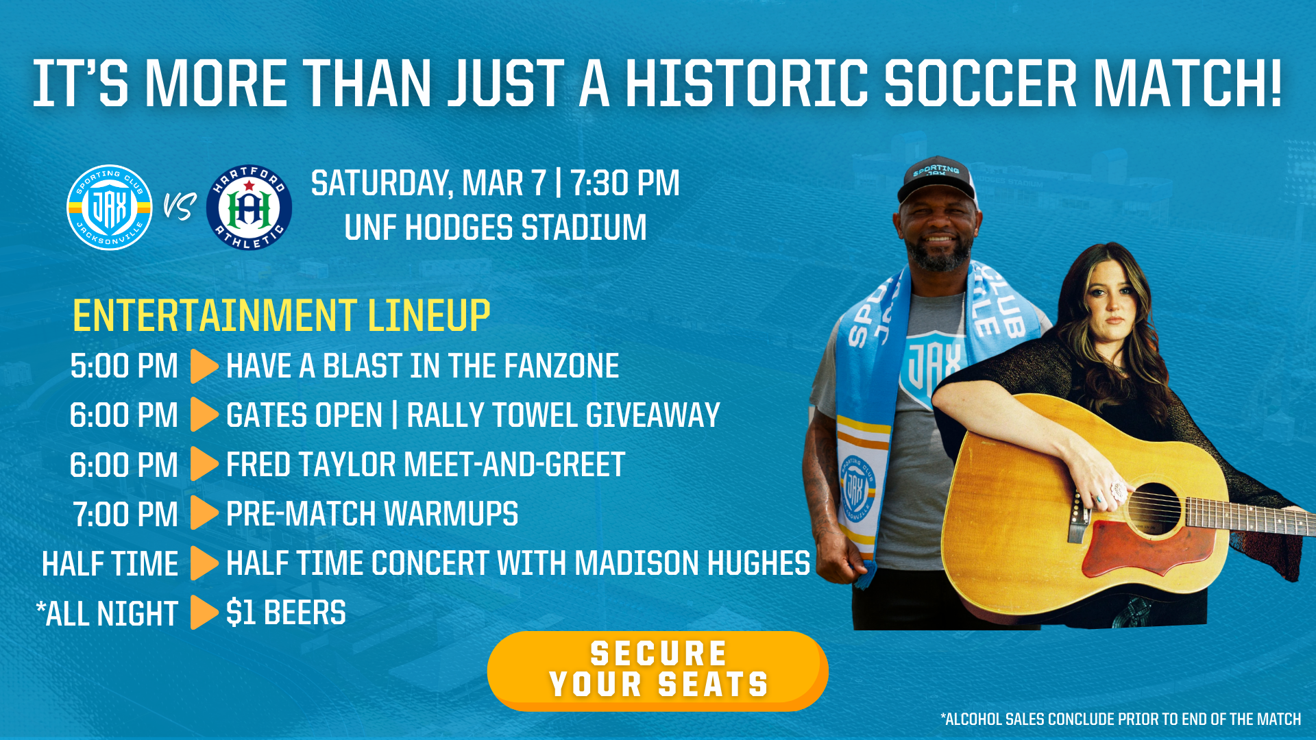 "It's more than just a historic soccer match." Featuring a lineup of fan entertainment for March 7th's Sporting JAX match.