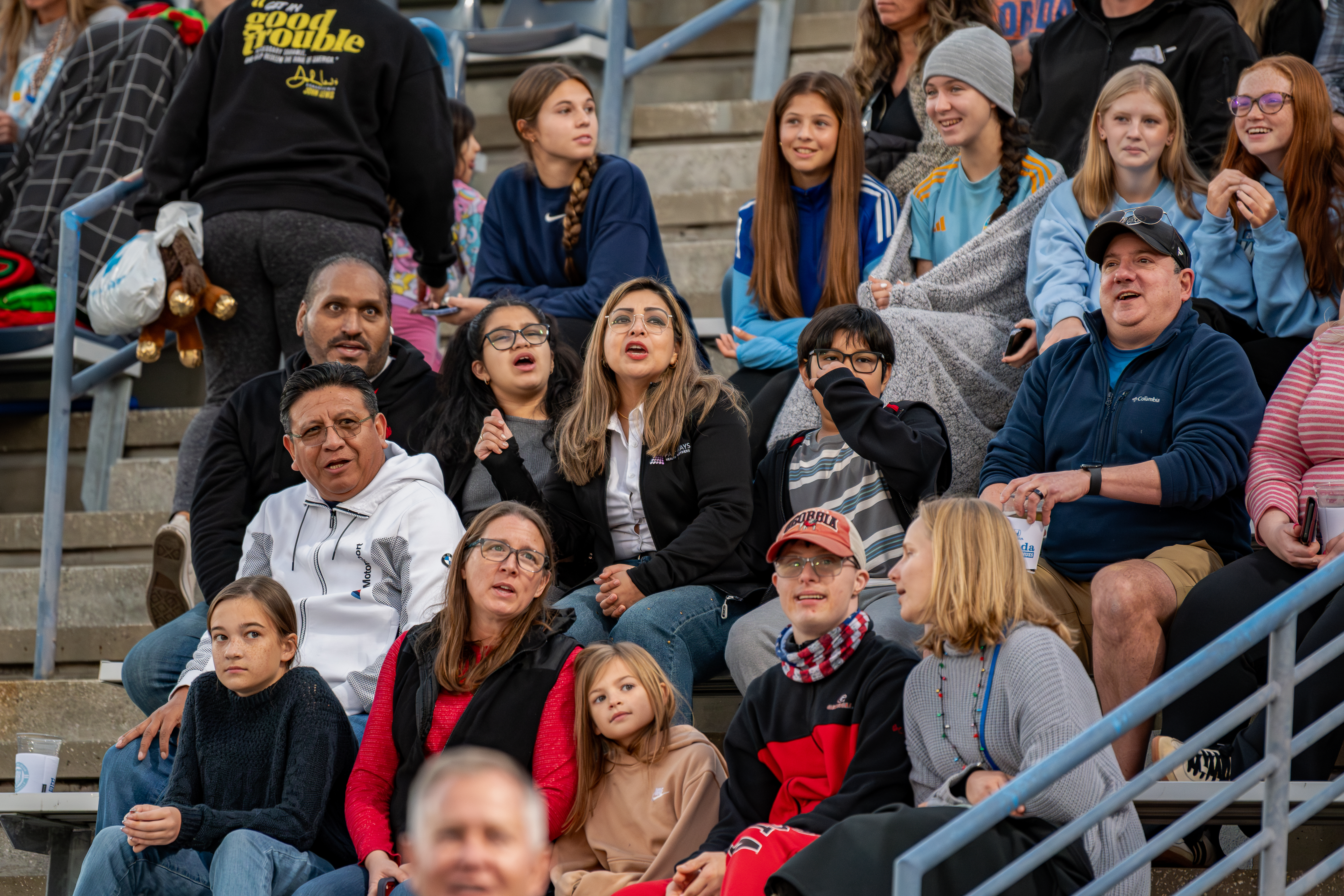 Sporting JAX fans rally on the team from their seats at Hodges Stadium.