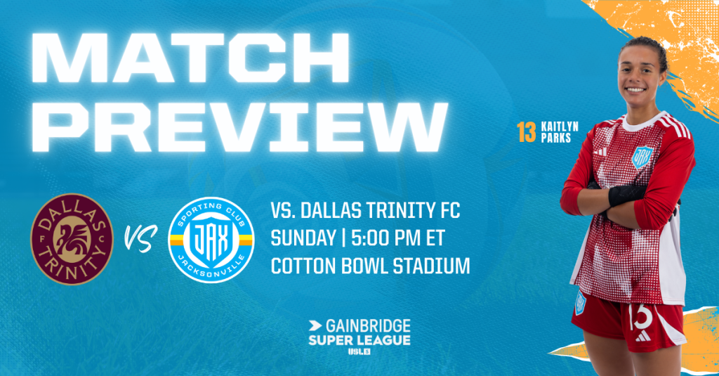Match Preview. Dallas Trinity FC vs. Sporting JAX. Sunday, March 22. 5:00 PM ET. Cotton Bowl Stadium.