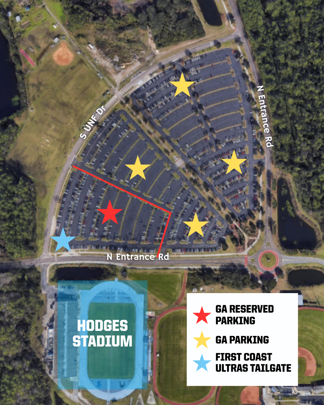 Parking map at Hodges Stadium
